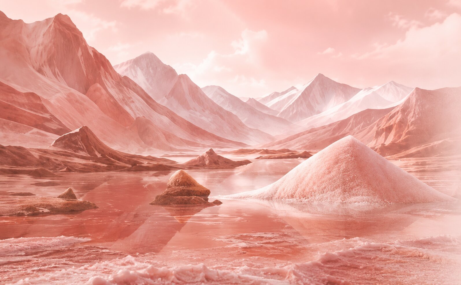 Pink salt mountains