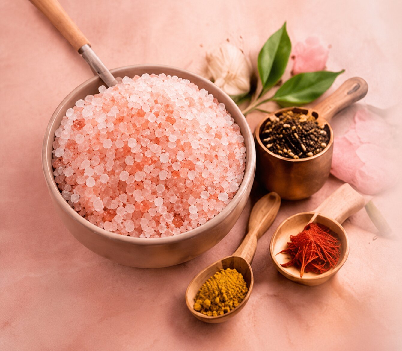Pink salt and spices